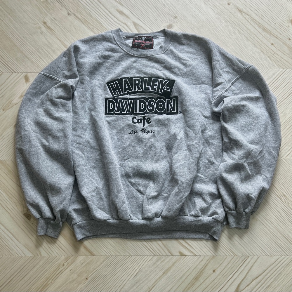 Vintage Harley-Davidson Gray Crewneck Sweatshirt - Las Vegas Cafe Logo